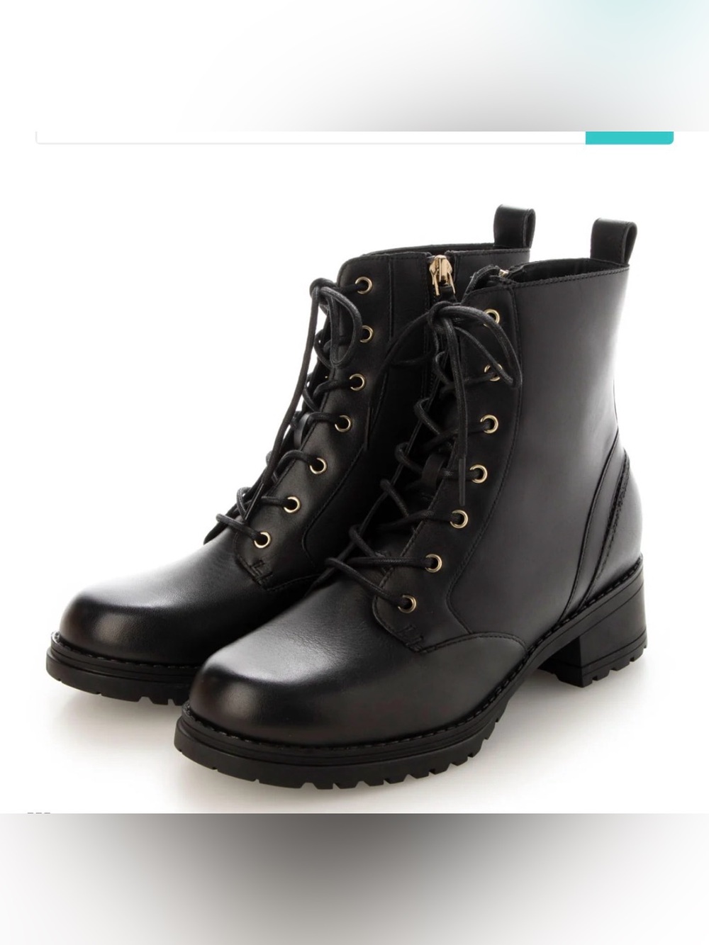 Cole Haan Camea Black Lace-Up Leather Combat Boots for Women. Size 8M